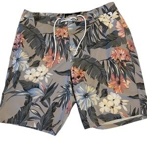 Abercrombie & Fitch Swim Trunks Board Shorts W33 Stretch Tropical Floral Print